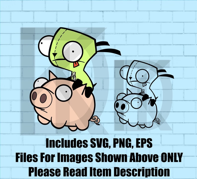 Gir on Pig Zim the Invader Cartoon SVG,PNG,EPS File Cricut, Digital
