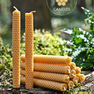 100% 純粋で天然のイエロー蜜蝋キャンドル 12 本 - 英国製