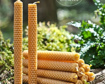 12 x 100% Pure & Natural Yellow Beeswax Candles - Made in the UK