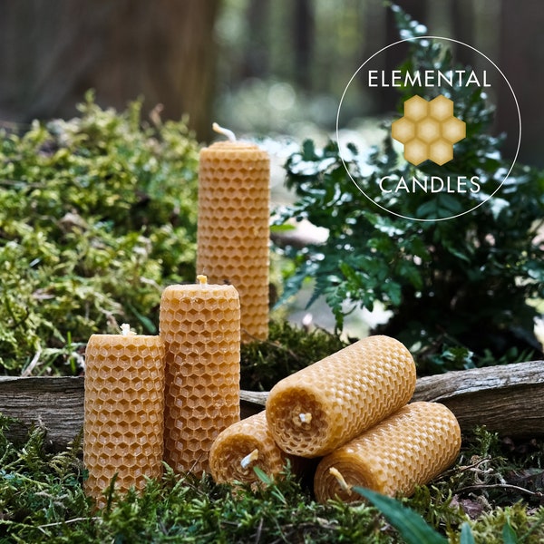 6 Pillar 100% Pure Beeswax Candle Set - Made in the UK