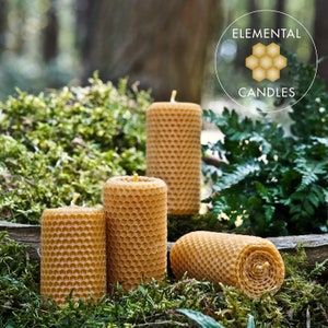 4 Thick Pillar 100% Pure Beeswax Candle Set - Made in the UK