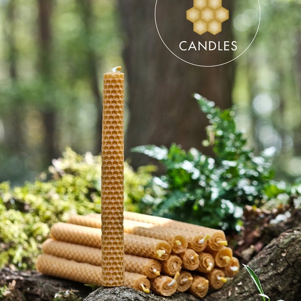 16 x 100% Pure & Natural Yellow Beeswax Candles - Made in the UK