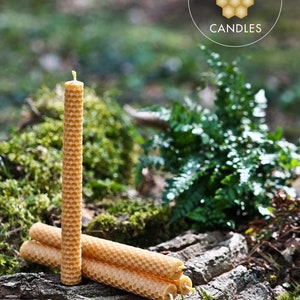100% 純粋で天然のイエロー蜜蝋キャンドル 4 本 - 英国製