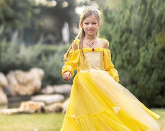 princess costume yellow , toddler ,birthdays, princess dress ,girls costumes,Halloween, Purim , Girls' dress, size 4,6,8