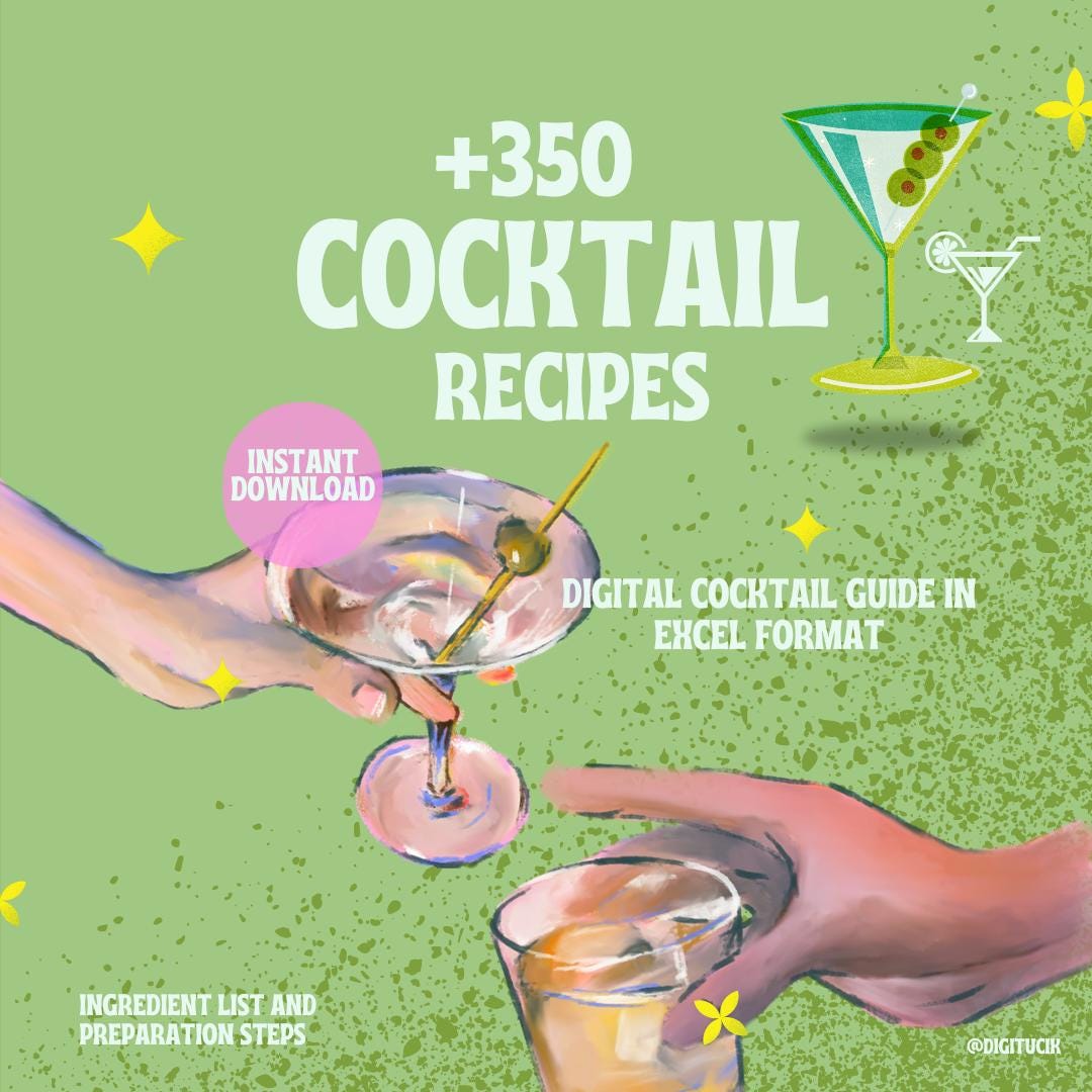 300+ Cocktail Recipes  | All Cocktails in the World | Download the Database Instantly