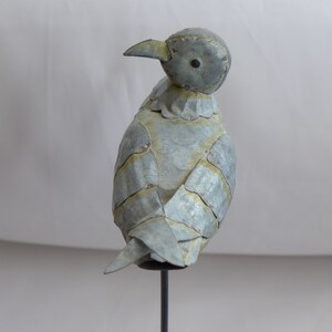 Vintage Folk Art Galvanized Bird Statue With Stand - Etsy