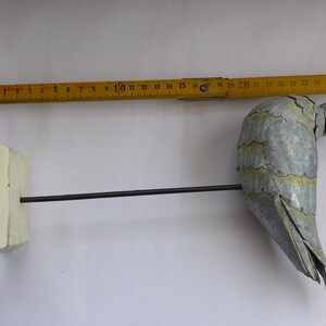 Vintage Folk Art Galvanized Bird Statue With Stand - Etsy - Galvanized Bird Standing Frames