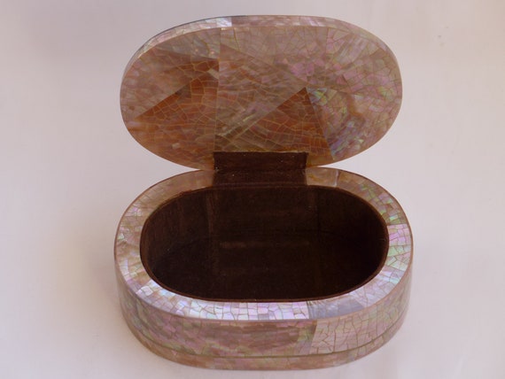 Antique Pink Mother-of-Pearl & lacquer Box Jewelr… - image 6