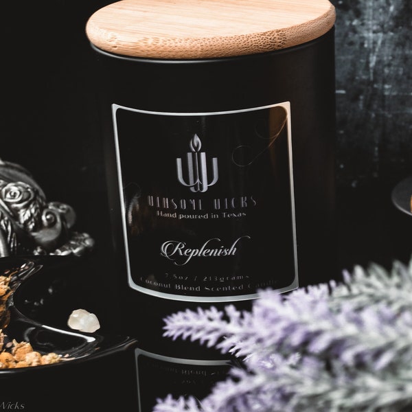 Replenish | Chamomile, Shea Butter, Lemon and Lavender Scented Relaxing Candle in a Jar+Lid, Cozy Décor, Hostess Gift Ideas for Self Care