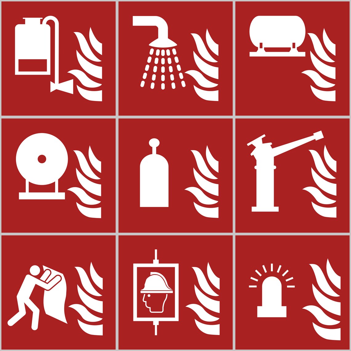 ISO 7010 Signs, ISO Fire Signs, Vector ISO 7010 Fire Placards, Fire ...