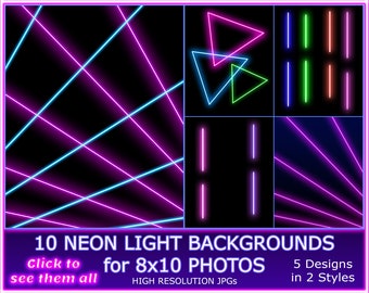 80s Neon Laser Photo Backdrop for 8x10s in high resolution JPG, nostalgic disco style background lighting