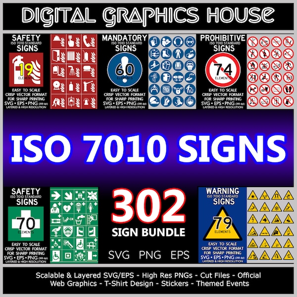 ISO 7010 Sign, ISO sign bundle, vector ISO 7010 sign,  safety sign clipart, requirement sign svg, mandatory action sign