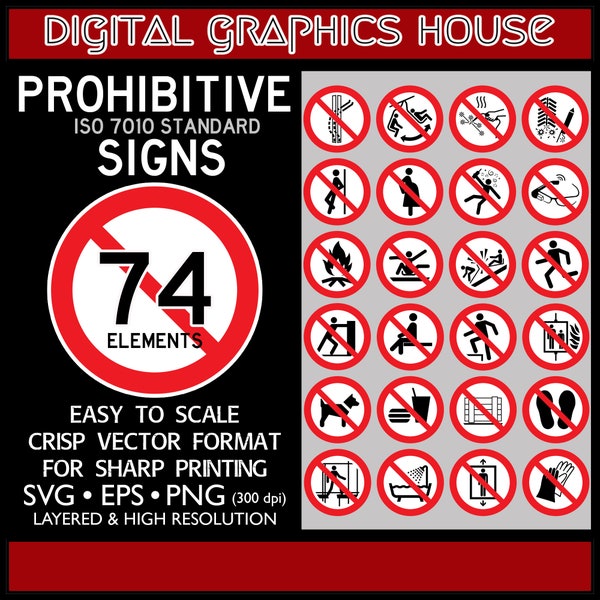 ISO 7010 Signs, ISO prohibitive signs, vector ISO 7010 sign art,  no sign clipart, no sign svg, red circle slash sign, not permitted symbol