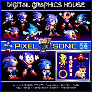 Arcade-egelheld, een van de meest populaire videogamepersonages, pixel sonic gelaagde svg- en eps-indeling, arcadegame-sprite, 300 dpi, png