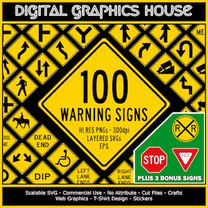 Imágenes prediseñadas de señales de tráfico, señales de advertencia SVG PNG, señales de tráfico amarillas, uso comercial, señales digitales PNG de alta resolución, señales de advertencia de tráfico
