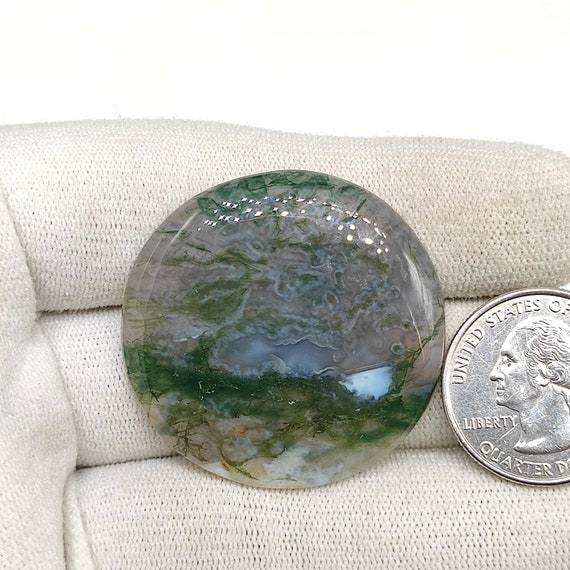 Cabochon Poire En Agate Mousse Naturelle - Pierre Précieuse 22,75 Carats Pour Bijoux