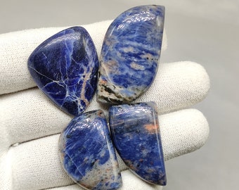 Sodalite cabochon 4pcs wholesale lot fancy shape 170ct Natural blue sodalite gemstone for wire wrapping CAB01253