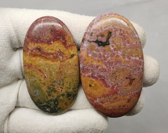 2pcs Ocean jasper cabochon 170ct oval shape natural multi colors ocean jasper healing smooth polished gemstone for wire wrapping CAB02545