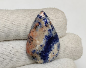 Sodalite cabochon 31X19X4 MM pear shape 25ct Natural blue sodalite gemstone for jewelry wire wrapping CAB01461