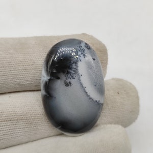 Dendriten Opal Achat Cabochon 31X20X6 MM ovale Form 30ct Natürliche weiße schwarze dendritische Achat Edelstein für Schmuck CAB01702