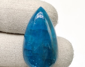 Apatite cabochon 50ct 32X18X9 MM Pear shape 100% Natural neon blue apatite gemstone for pendant jewelry making CAB00684