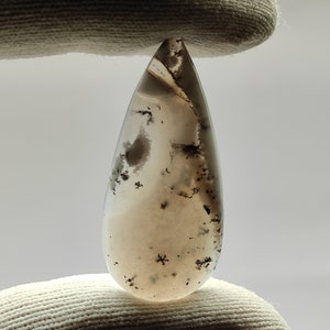 Dendriten Opal Achat Cabochon Birnenform 38X17X4 MM 20ct natürlicher weißer und schwarzer dendritischer Achat Edelstein für Wire Wrapping CAB01886