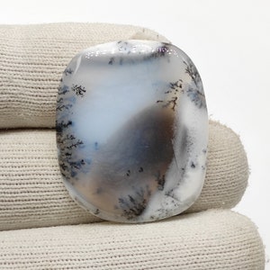 Dendrite opal agate cabochon 32X26X3 MM cushion shape 30ct 100% Natural white black dendritic agate gemstone wire wrapping CAB00498