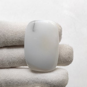 Dendrite opal agate cabochon 41X27X7 MM cushion shape 70ct Natural white, black dendritic agate gemstone for jewelry CAB01753