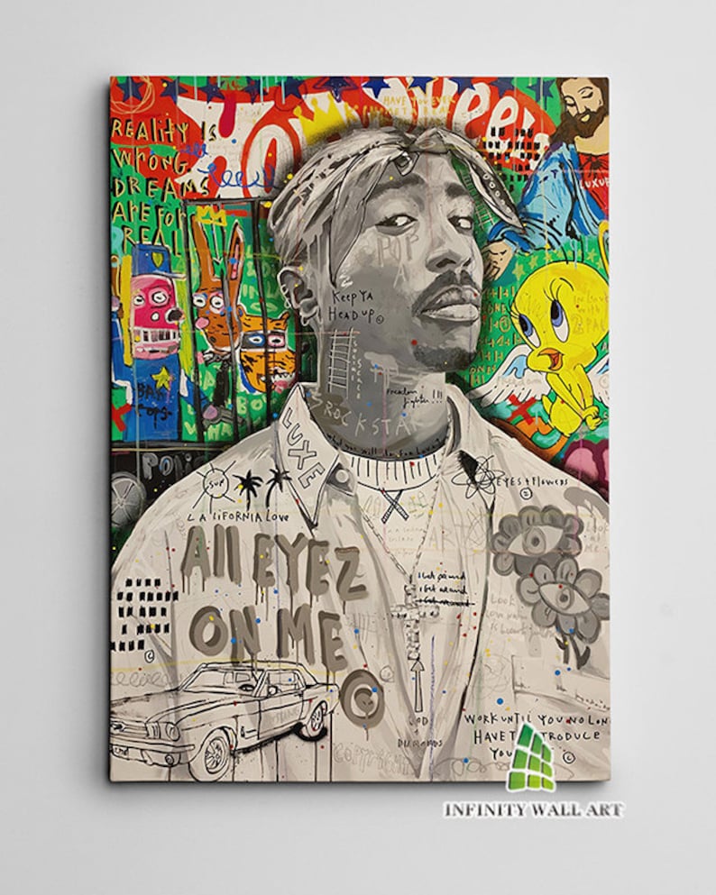 Tupac Graffiti Canvas Art Wall Art Banksy Style Print Picture Framed ...