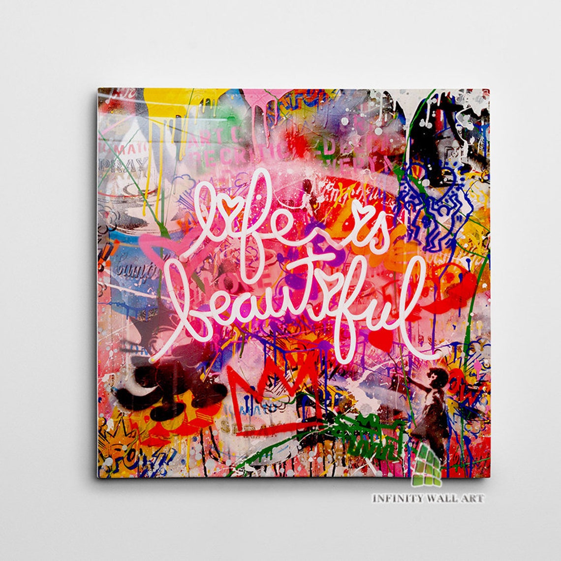 Life is Beautiful Quote Graffiti Canvas Art Wall Art Print Etsy UK