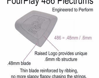 Médiators de guitare - FourPlay - 486 Argent - 2 paquets (8 médiators par paquet) - Fabriqués aux États-Unis