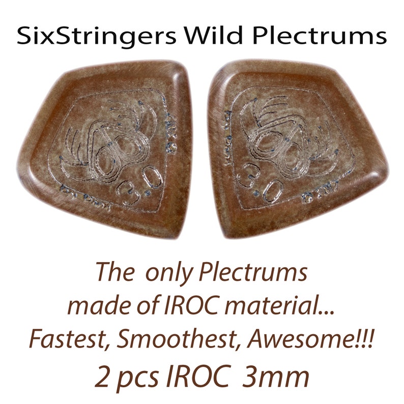 Guitar Picks 2 pcs 3mm SixStringers Wild Plectrum IROC: Free Shipping for Continental US image 1