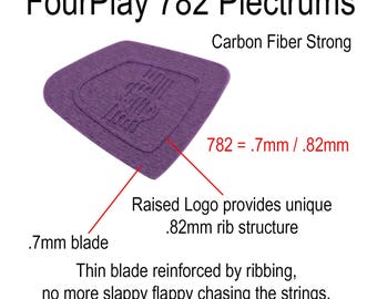 Médiators de guitare - FourPlay en fibre de carbone - Violet 782 - 2 paquets (8 médiators par paquet) - Fabriqués aux États-Unis