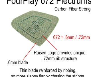 Médiators de guitare - FourPlay en fibre de carbone - Vert 672 - 2 paquets (8 médiators par paquet) - Fabriqués aux États-Unis