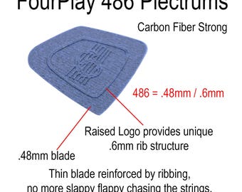 Médiators de guitare - FourPlay en fibre de carbone - 486 Bleu nuit - 2 paquets (8 médiators par paquet) - Fabriqués aux États-Unis