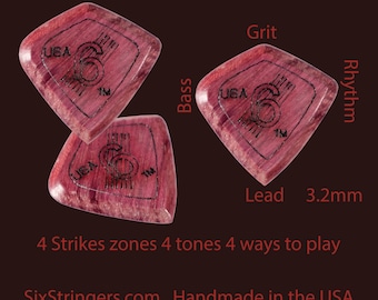 3 médiators @ 3,2 mm - SixStringers Wild Plectrum Purple Heart :