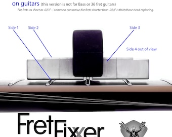 Fret File: Jednoczesne wypoziomowanie i ukoronowanie brzęczącego progu - FretFixxer - Idealny próg za każdym razem, szybko i łatwo.