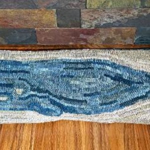 Nantucket Whale Hand-Hooked Pillow