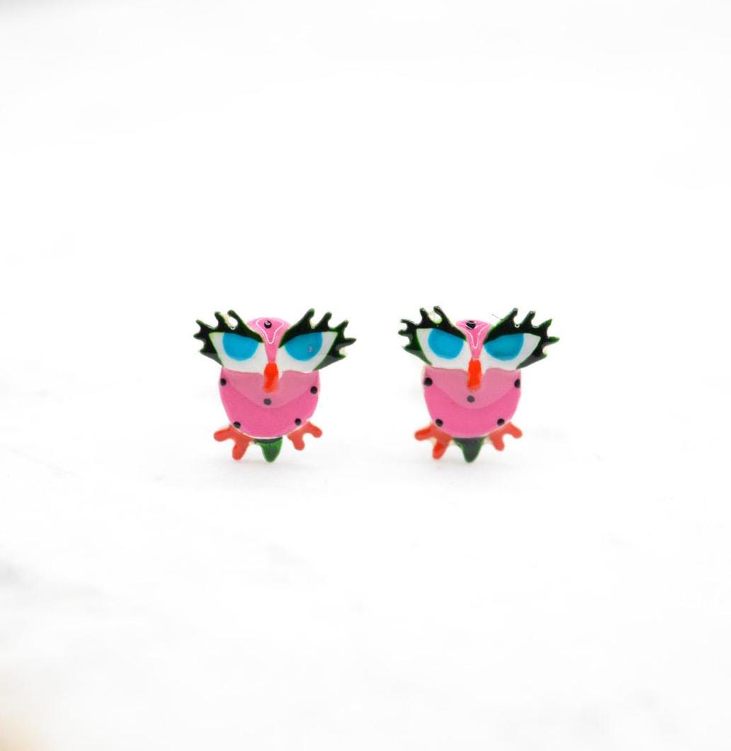 Mini Minimalist Stud EARRINGS, Tiny Stud Owl Earrings, Mothers Day Gift, Dainty Animal Earrings, Sil