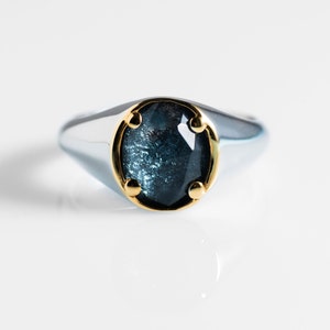 Unique Engagement Ring, Hematite Gemstone Ring, Rings For Woman, Art Deco Sterling Silver Ring, Alternative Wedding Ring, Gift For Her