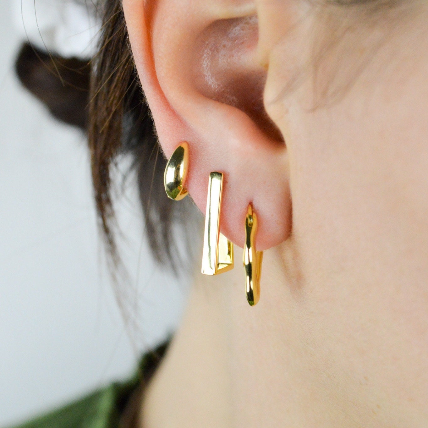 Minimalist Sterling Silver Tiny Hoop Earrings: 24k Gold Vermeil