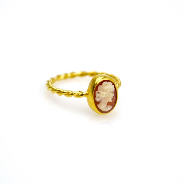 VINTAGE CAMEO RING, Anillo de cameo victoriano, Anillo de plata antiguo, Anillo de cameo de oro delicado, Anillos para mujeres, Anillo de oro retrato, Anillo Art Déco