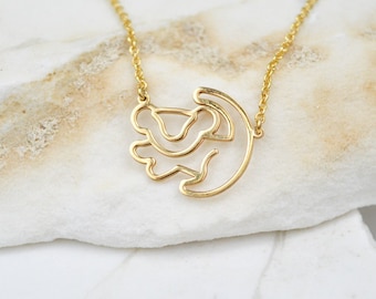 Lion King Necklace, Lion Pendant, Disney Necklace, Summer Simple Necklace, Dainty Animal Necklace, Sterling Silver Necklace, Gift For Her