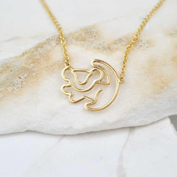 Collier Roi Lion, pendentif Lion, collier Disney, collier simple d'été, collier animal délicat, collier en argent sterling, cadeau pour elle