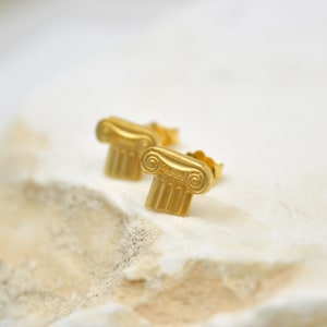 GREEK EARRINGS, MYTHOLOGY Jewelry, Greek Jewelry, Ancient Jewelry, Ancient Greek Mythology Roman Pillar Column Earrings, Classy Earrings