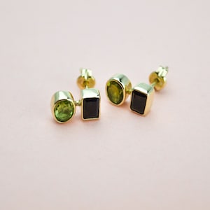 14K Solid Gold Tourmaline Studs, Genuine AAA Tourmaline Stud Earrings, Minimalist Dainty Gemstone Earrings, Birthstone Jewelry, Gift For Her
