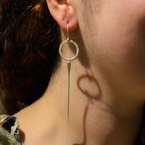 Long Minimalist Sterling Silver Dangle Earrings for Women Gift, Delicate Silver Dangle Earrings for Gifting Women
