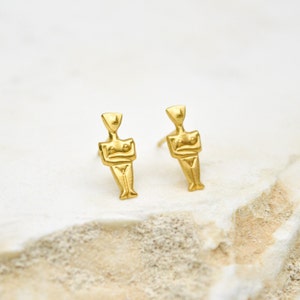 FEMINIST EARRINGS, Funky Earrings, Weird Earrings, Quirky Earrings, Female Body CYCLADIC Idol Figurine Stud Greek Earrings, Greek Jewelry image 7