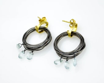 Aquamarine Hoop Earrings, Statement Hoop Earrings, Dangle And Drop Earrings, Chandelier Hoops, March Birthstone, Gift For Her