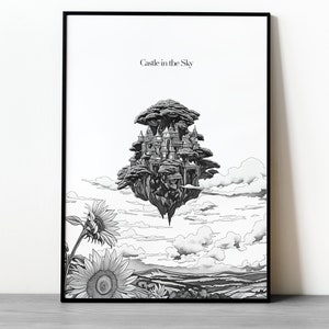 Castle In The Sky - Studio Ghibli - Stampa poster del film, Appassionato di film, Geek, Per lui, Per lei, Regalo, Amanti del cinema, Non ufficiale, Senza cornice